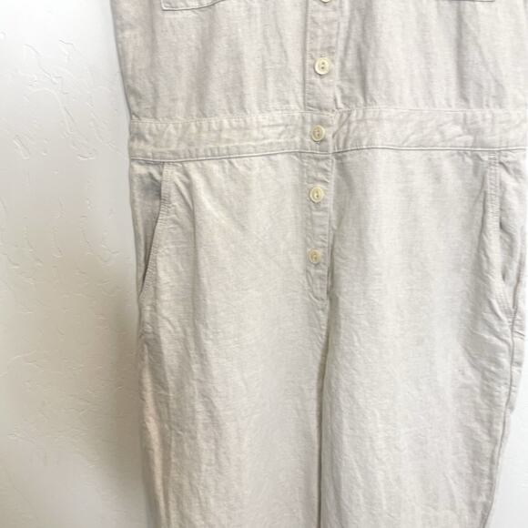 Outerknown S.E.A. Linen Suit Womens Small Ivory Utility Workwear Jumpsuit - Picture 5 of 10